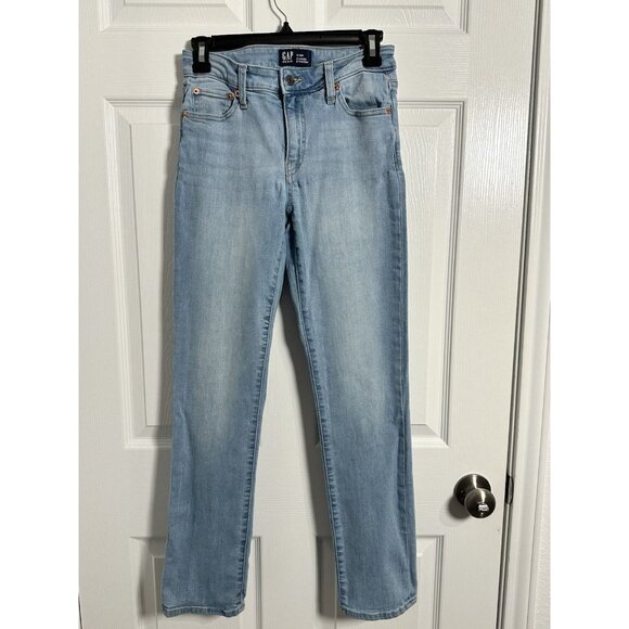 Gap Women's Blue Jeans Size 2/26R Classic Straight Leg Light Wash - Picture 1 of 5
